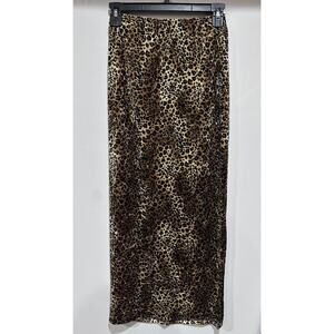 Vintage Joule Skirt Womens Small Brown Black Velvet Leopard Print Maxi Stretch